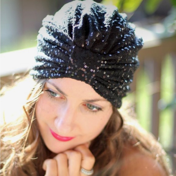 Black sequin turban - Picture 4 of 4